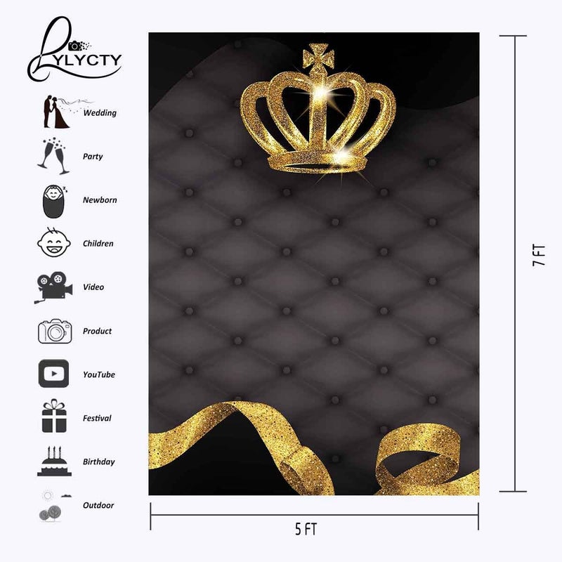 LYLYCTY 5x7ft Crown Backdrop Bling Crown Grey Sofa Photography Background and Studio Photography Backdrop Props LYGE813 - Image 3